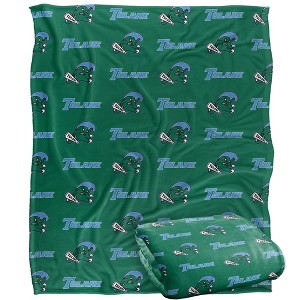Tulane University Logo Pattern Silky 50x60 Blanket, 1 Sided - 1 of 4