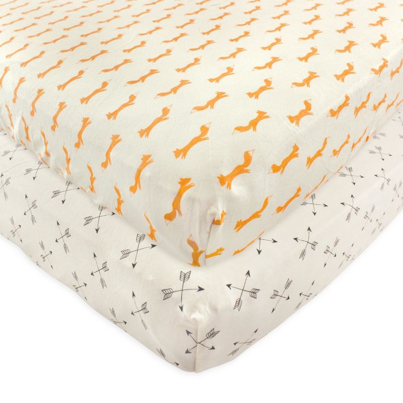 Touched by Nature Baby Boy Organic Cotton Crib Sheet, Fox, One Size, 1 of 3
