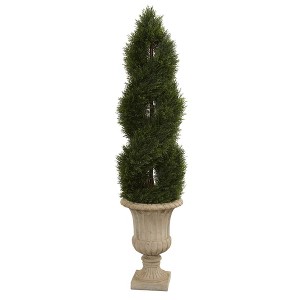 Nearly Natural 5-ft Double Pond Cypress Artificial Spiral Topiary Tree in Urn UV Resistant (Indoor/Outdoor) - 1 of 1