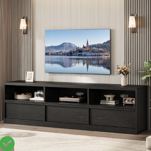 70 inch Mid Century Modern MDF TV Stand for 65 70 75 Inch TVs Industrial Entertainment Center w/ 3 Drawers & Open Shelves - 1 of 4