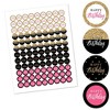 Big Dot of Happiness Chic Happy Birthday - Pink, Black and Gold - Round Candy Sticker Favors - Labels Fits Chocolate Candy (1 sheet of 108) - 2 of 4