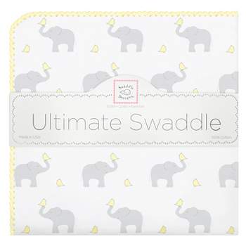 SwaddleDesigns Ultimate Swaddle Blanket - Elephant Pastel Yellow