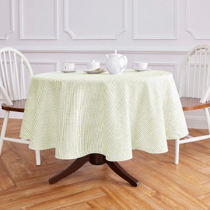 Solino Home Striped Linen Round Tablecloth | Narrow Stripe - 1 of 4