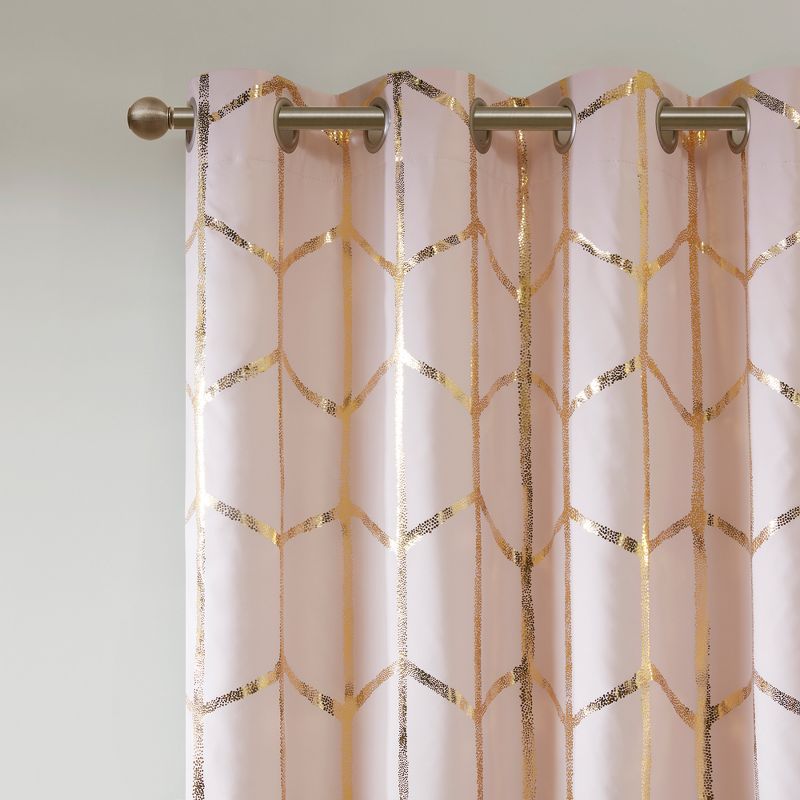 Arielle Total Blackout Metallic Printed Curtain Panel, 4 of 15