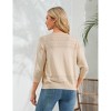 Women's 3/4 Sleeve Knit Cardigan Textured Knit Sweater Cardigan Front Button Lightweight Sweater,Apricot - M - 2 of 4