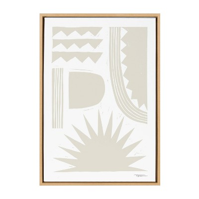 23" x 33" Sylvie Burst Neutral Framed Wall Canvas by Statement Goods Natural - Kate & Laurel All Things Decor