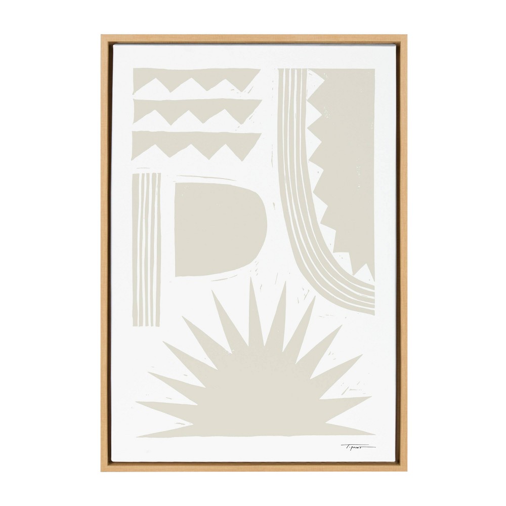 Photos - Other Decoration 23" x 33" Sylvie Burst Neutral Framed Wall Canvas by Statement Goods Natural - Kate & Laurel All Things Decor: Modern Abstra