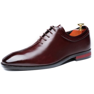 Santimon Mens Lace Up Dress Shoes Italy Prince Classic Modern Formal Leather Men Wholecut Oxford Shoes Burgundy