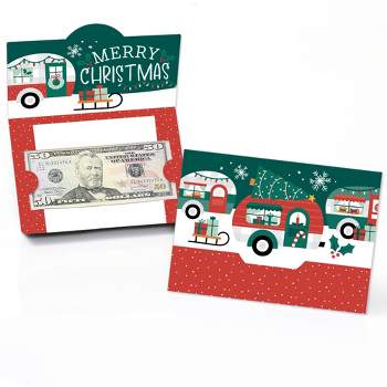 Big Dot of Happiness Camper Christmas - Red and Green Holiday Party Money And Gift Card Holders - Set of 8