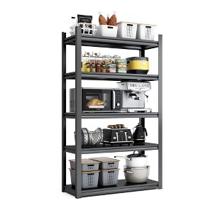 YONWAY 5 Tier Multifunctional Storage Rack Adjustable Garage Shelf Easy Assembly,Sturdy And Durable,For Garages,Gyms,31.5"W*15.7"D*63"H,Black - 1 of 4