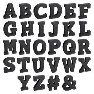 Bright Creations 54 Pieces 3D Wooden Alphabet Letters for Tabletop, Home Wall, Party Decor, DIY Crafts, A-Z, 3 Inch, Black, 0.6 In Thick - 1 of 4