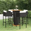 vidaXL Patio Bar Set Outdoor Bistro Set Bar Stool Bistro Table Poly Rattan - Black 23.6" x 23.6" x 43.3" 4 Piece - 2 of 4