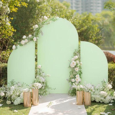 Set of 3 Double Sided Fitted Spandex Arch Covers (5ft, 7.2ft, 5ft),Round Top Backdrops for Weddings,Birthdays,Baby Showers