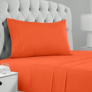 Mellanni 1800 Bed Sheets Twin XL Poppy Orange - 1 of 3
