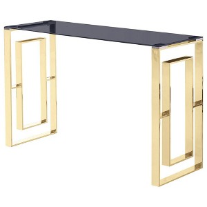 Best Master Furniture,Mallory Stainless Steel and Smoked Glass Console Table in Gold - 1 of 2