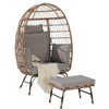 TiramisuBest Oversized Wicker Egg Chair with Cushion & Pillow, 600lbs ¨C Indoor/Outdoor for Porch/Backyard/Balcony (Light Gray) - 4 of 4