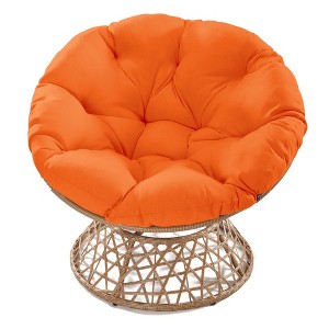 COWLOWN Orange Color Wicker Chair with 360 Rotation & Cushion, Boho Chic Adjustable Accent Chair with Frame for Relaxing in Bedrooms or Living Spaces - 1 of 4