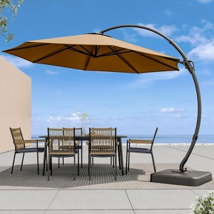 YARDGRACE Outdoor Patio Umbrella with Base included, 10 FT Deluxe Curvy Cantilever Umbrella - 1 of 4