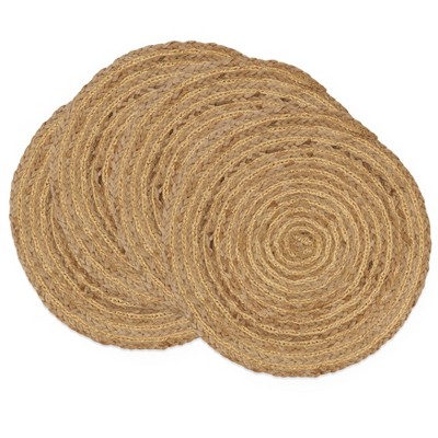 Gold Shimmer Spiral Jute Round Placemats, Set of 4