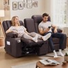 VEVOR Loveseat Recliner Sofa, Manual Reclining Couch with Center Console, PU Faux Leather Recliner Sofa with USB Ports, Cup Holders ,Brown - 2 of 4
