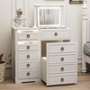 Fredees Vanity with Mirror and Lights, Makeup Desk with Drawer, Chair & Charging Station - 3 of 4
