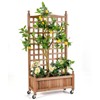 Tangkula 2pc 50in Wood Planter Box With Trellis And Wheels Mobile Plant ...