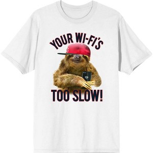 Playful Sloth - Your Wi-Fi's Too Slow! Adult Crew Neck Short Sleeve Tee - 1 of 2