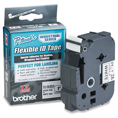 Brother P-Touch TZe Flexible Tape Cartridge for P-Touch Labelers - Black/White