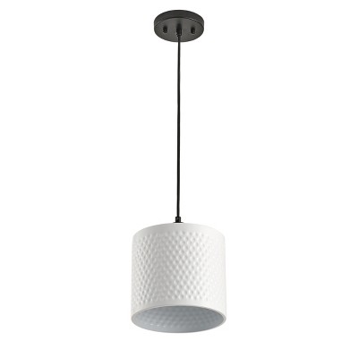 Dewdrop Industrial Hanging Pendant Light, White Drum Metal Shade, Modern Ceiling Fixture for Kitchen Island