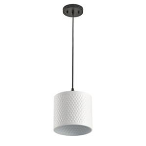 Dewdrop Industrial Hanging Pendant Light, White Drum Metal Shade, Modern Ceiling Fixture for Kitchen Island - 1 of 4