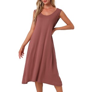 INSPIRE CHIC Women's Cotton Soft Long Sleeveless Chemise Sleepwear - 1 of 4