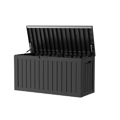 Lirago 80 Gal 300L Outdoor Storage Box with Lid Weatherproof Polypropylene Resin UV Protected KD Design Black