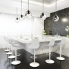 LeisureMod Tilbury Bar Stools with White Iron Base – Adjustable Height Counter Stools with Leather Seat, Swivel Function & Footrest Set of 2 - 3 of 4