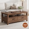 Farmhouse Coffee Table with Drawers, 47.2" Center Table Rustic Coffee Tables with Open Shelf, 6 Support Legs for Home Office Brown - 4 of 4