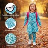 The Pink Picket Fence - Suzie Dinosaur Hoodie, Dress, and Leggings Set in Blue - 3 of 4