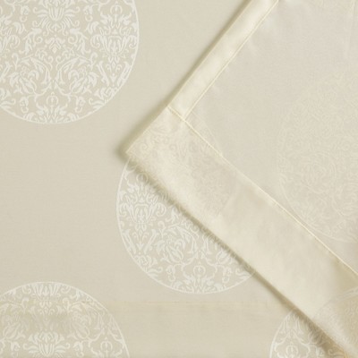 Ivory Linen Jacquard Grommet Top Curtain Panels