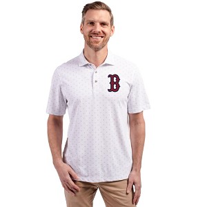Boston Red Sox Cutter & Buck Virtue Eco Pique Tile Print Recycled Mens Polo - 1 of 1