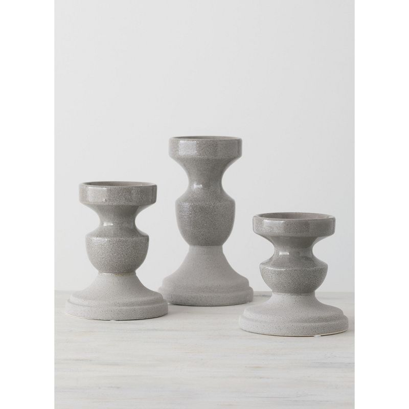 Sullivans Set of 3 Pillar Candle Holders 10"H, 7.5"H & 6.5"H Gray, 1 of 9
