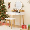 Tangkula Makeup Vanity Set Dressing Vanity Desk w/ Mirror & 3-Color Dimmable LED Lights - 4 of 4