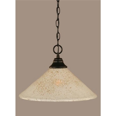 Toltec Lighting Any 1 - Light Pendant in  Matte Black with 16" Gold Ice Shade