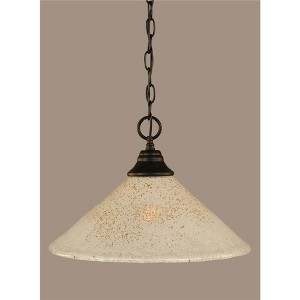 Toltec Lighting Any 1 - Light Pendant in  Matte Black with 16" Gold Ice Shade - 1 of 1