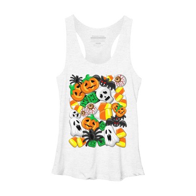 Women's Design By Humans Halloween Spooky Candies Party By BluedarkArt Racerback Tank Top