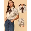 Allegra K Women's Polka Dots Peter Pan Collar Tie Neck Short Sleeve Shirt - 2 of 4