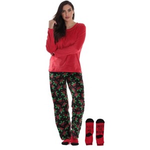 Just Love Womens Microfleece Pajama Pant Set with Socks  Warm, Snug Sleepwear - 1 of 4
