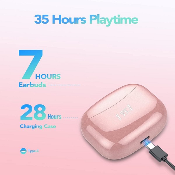 Auriculares Bluetooth inalámbricos con carga, estéreo Hi-Fi, táctiles, resistentes al agua IPX, micrófono – para iPhone, Samsung y Android 4