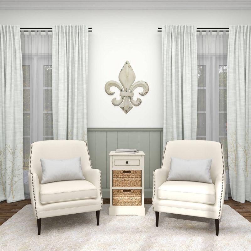 Metal Fleur De Lis Wall Decor with Distressing White - Olivia &#38; May, 4 of 13
