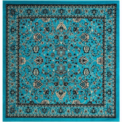 8' Square Turquoise and Ivory Synthetic Indoor Rug