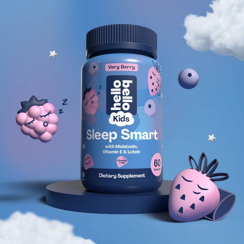 Hello Bello Kids&#39; Sleep Smart Vegan Gummies with 1mg Melatonin - Very Berry - 60ct, 5 of 8