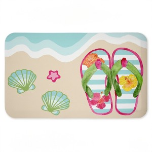 Stupell Industries Flip Flops on Beach Shore Printed Anti-Fatigue Floor Mat, design by Audrey Jeanne Roberts, 30"x18" - 1 of 4