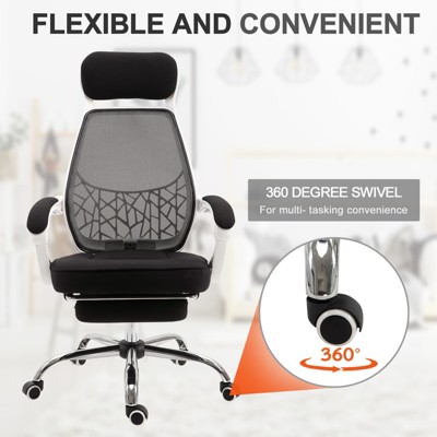 ErgoFlex High-Back Black Mesh Executive Swivel Chair with Adjustable Arms